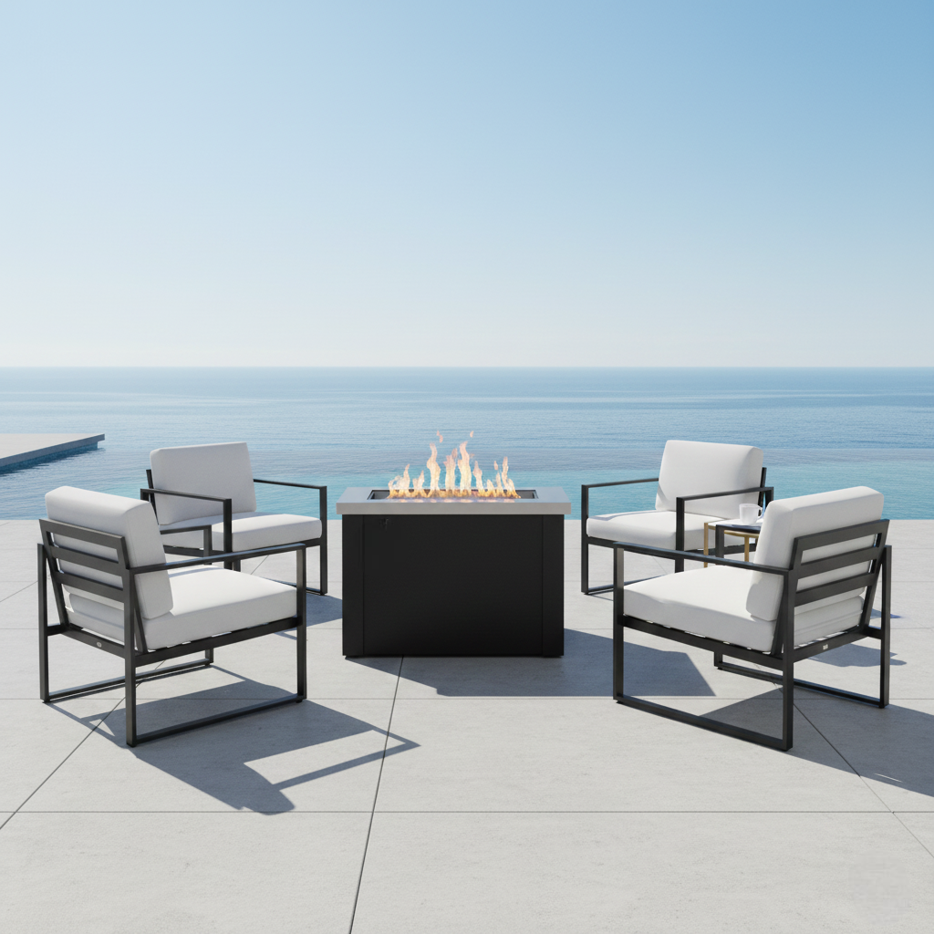 Outdoor Greatroom - Providence Fire Pit Table with Stainless Steel Top