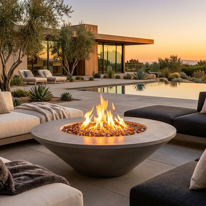 Geo Round Fire Table in  GFRC Concrete by Archpot