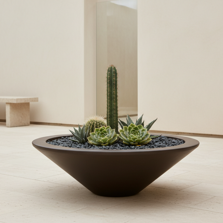 Geo Round Low Bowl Planter 24X9