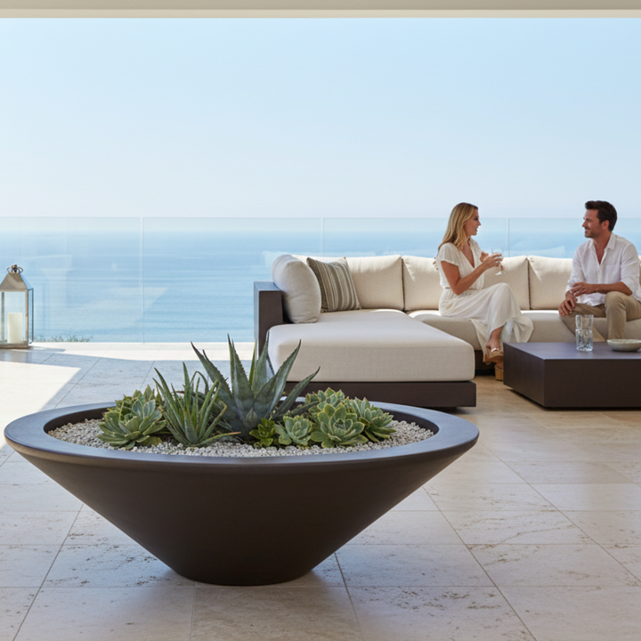 Geo Round Low Bowl Planter 60X19