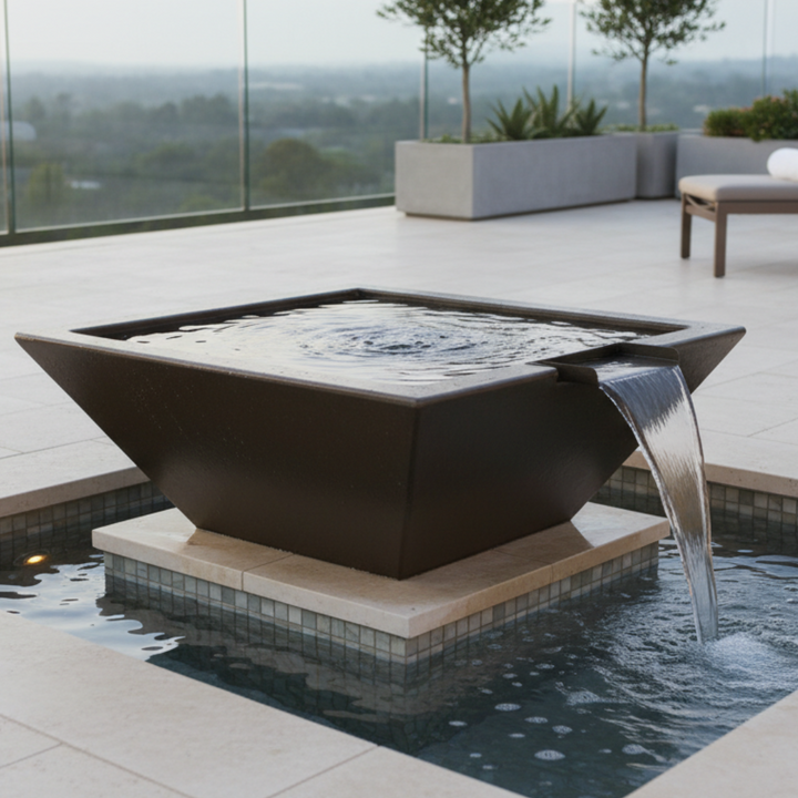 Geo Square Water Bowl 30X10 in GFRC Concrete by Archpot