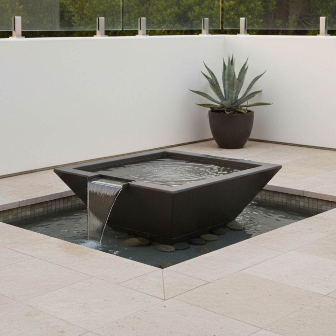 Geo Square Water Bowl 30X10 in GFRC Concrete by Archpot