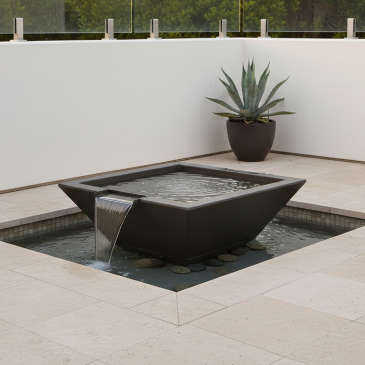 Geo Square Water Bowl 30X10 in GFRC Concrete by Archpot