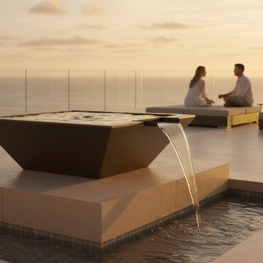 Geo Square Water Bowl 30X10 in GFRC Concrete by Archpot