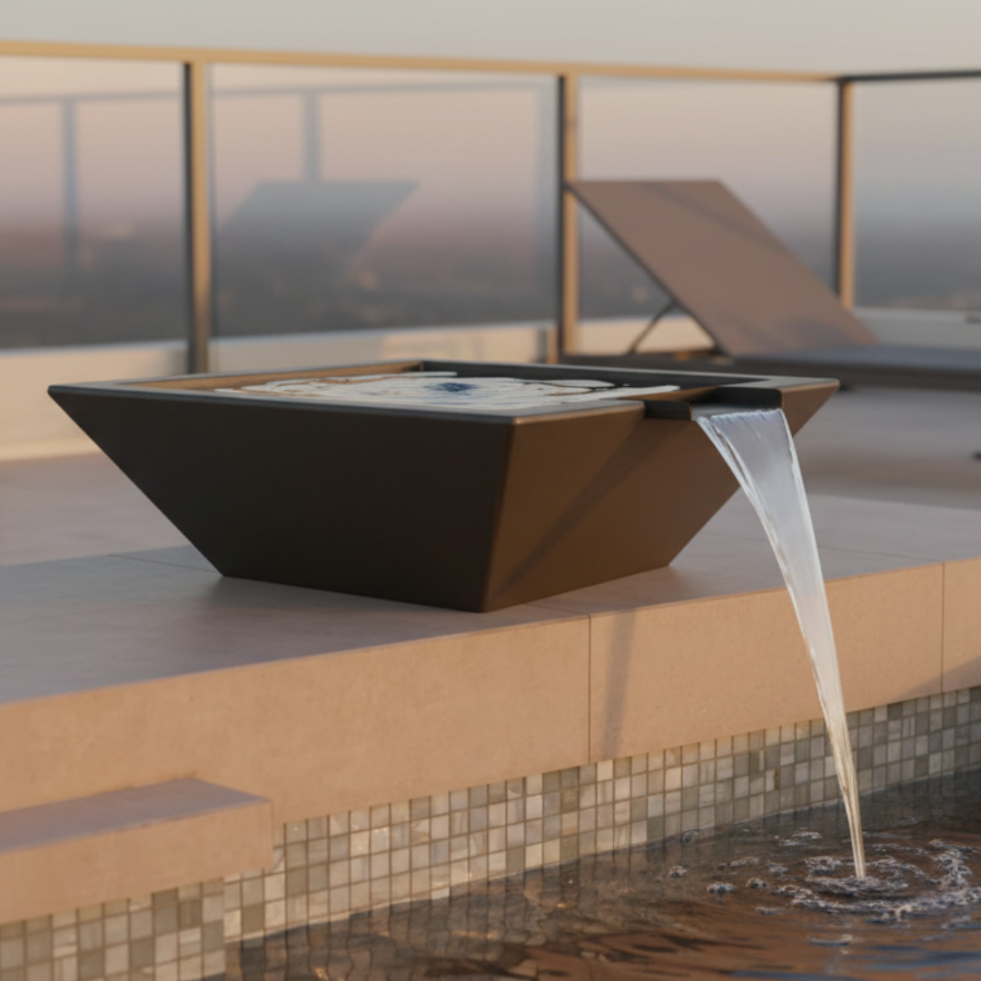 Geo Square Water Bowl 36X12 in GFRC Concrete by Archpot