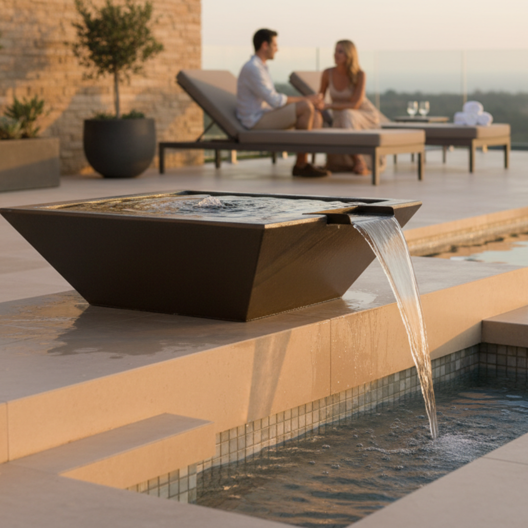 Geo Square Water Bowl 36X12 in GFRC Concrete by Archpot