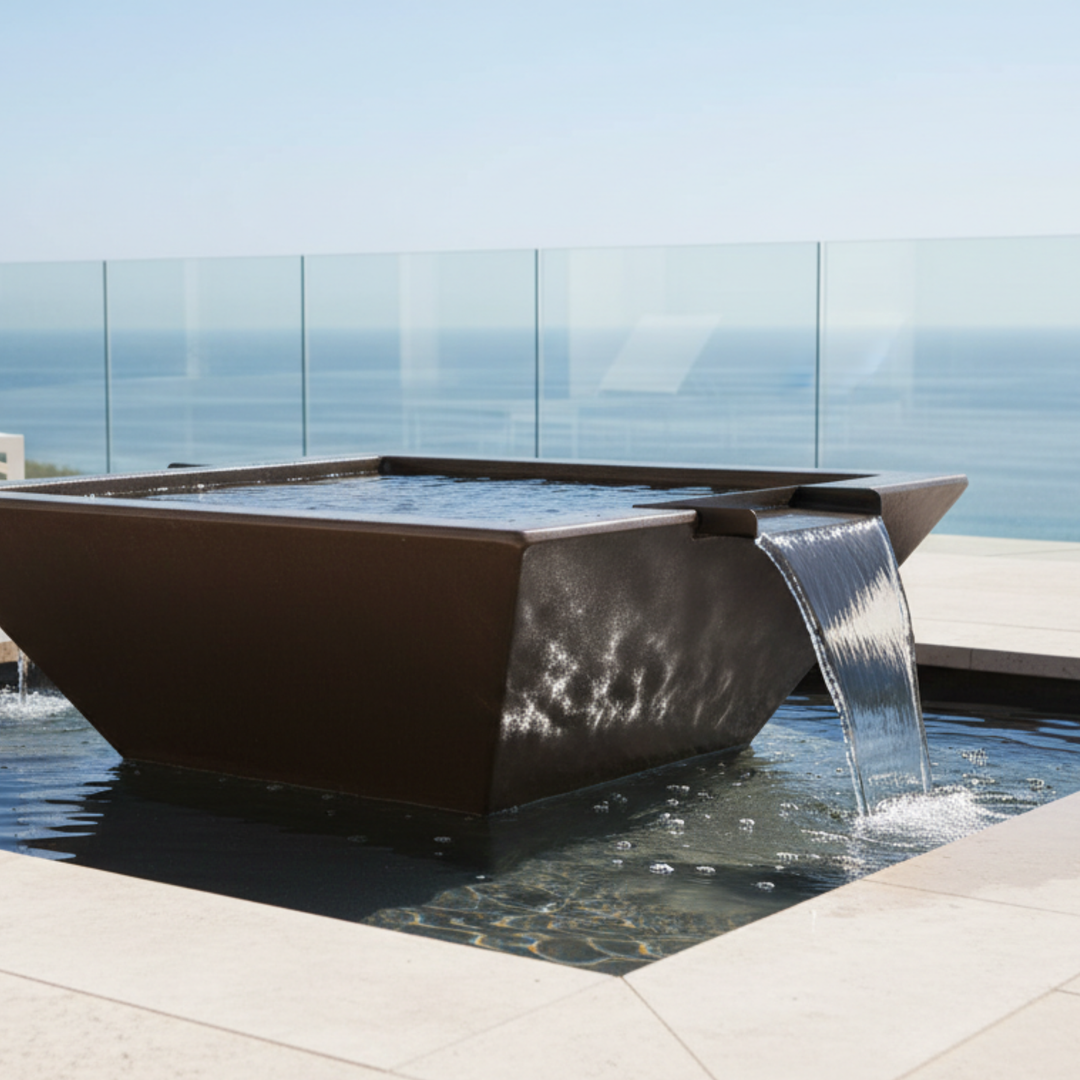 Geo Square Water Bowl in 42X17 GFRC Concrete by Archpot
