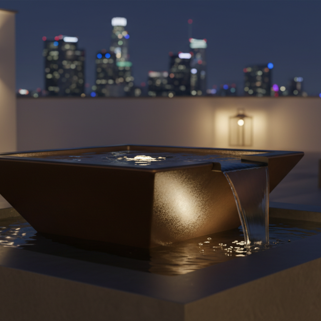 Geo Square Water Bowl in 42X17 GFRC Concrete by Archpot