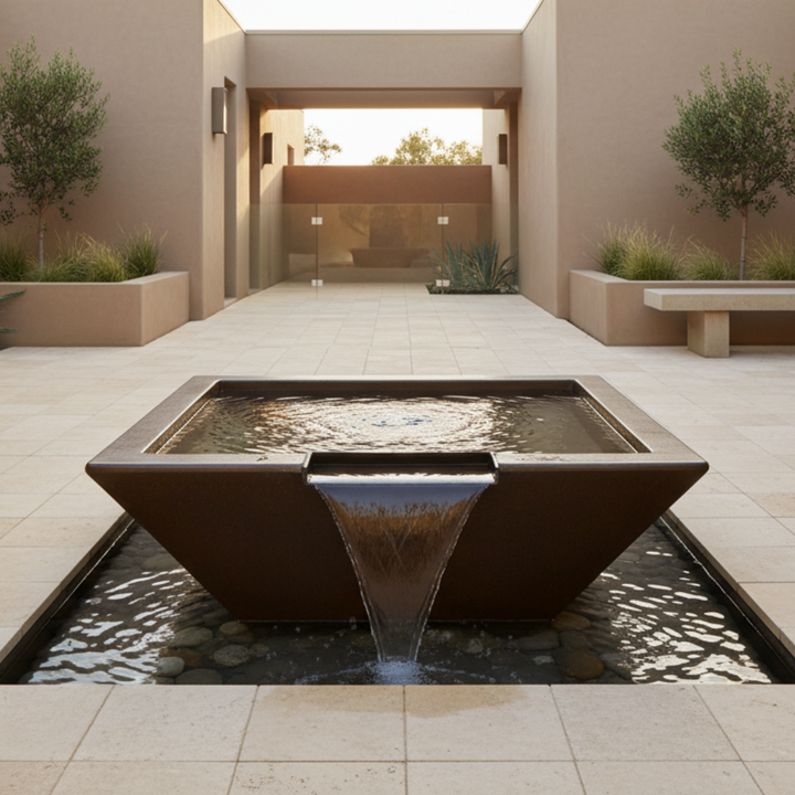 Geo Square Water Bowl in 42X17 GFRC Concrete by Archpot