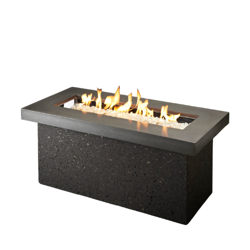 Outdoor Greatroom - Grey Key Largo Linear Gas Fire Pit Table