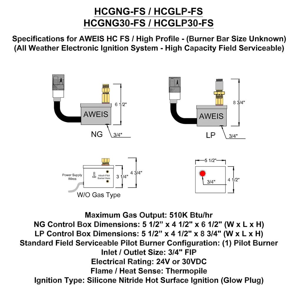 Field Serviceable AWEIS High Capacity 780K BTU Electronic Ignition System