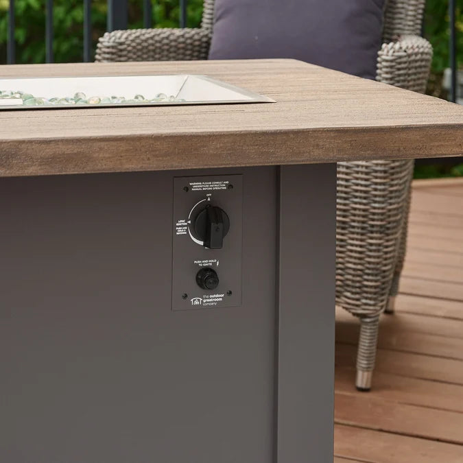 Outdoor GreatRoom Havenwood 44" Driftwood Gas Fire Pit Table – Graphite Grey Base