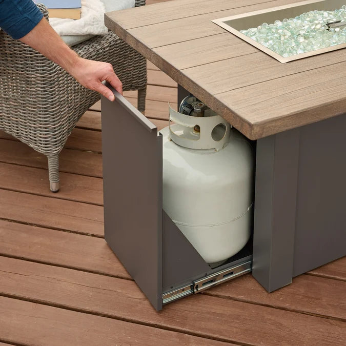 Outdoor GreatRoom Havenwood 44" Driftwood Gas Fire Pit Table – Graphite Grey Base