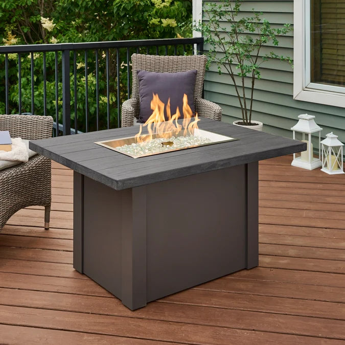 Outdoor GreatRoom Havenwood 44" Driftwood Gas Fire Pit Table – Graphite Grey Base