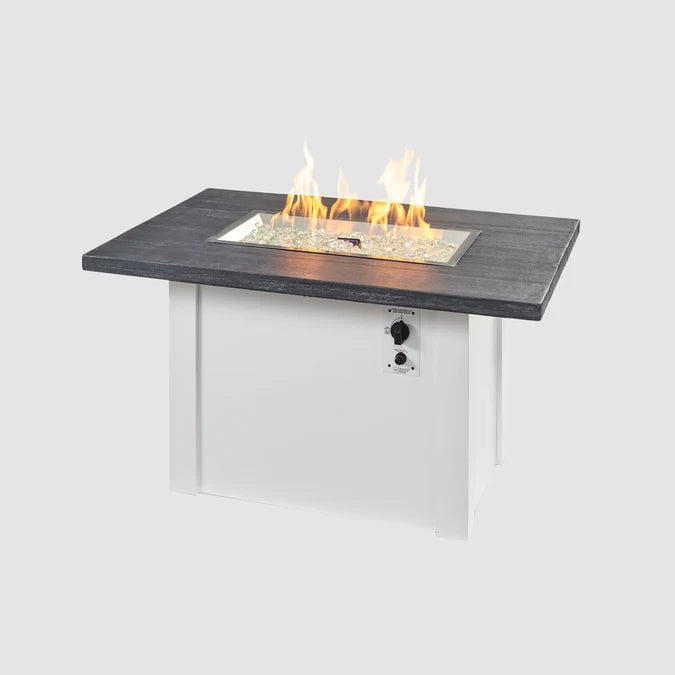Outdoor GreatRoom Havenwood 44" Driftwood Gas Fire Pit Table – White Base