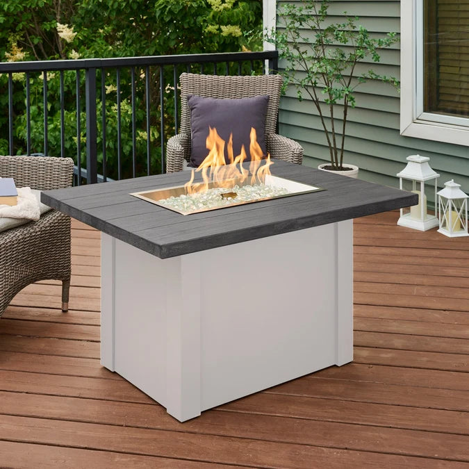 Outdoor GreatRoom Havenwood 44" Driftwood Gas Fire Pit Table – White Base