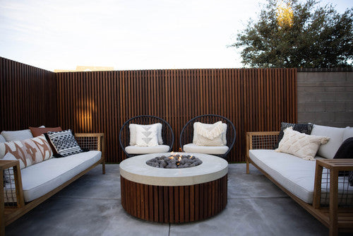 Hampton Fire Bowl – 48" Round Gas Fire Pit with Brazilian Hardwood & Concrete (65,000 BTUs, Propane/Natural Gas)