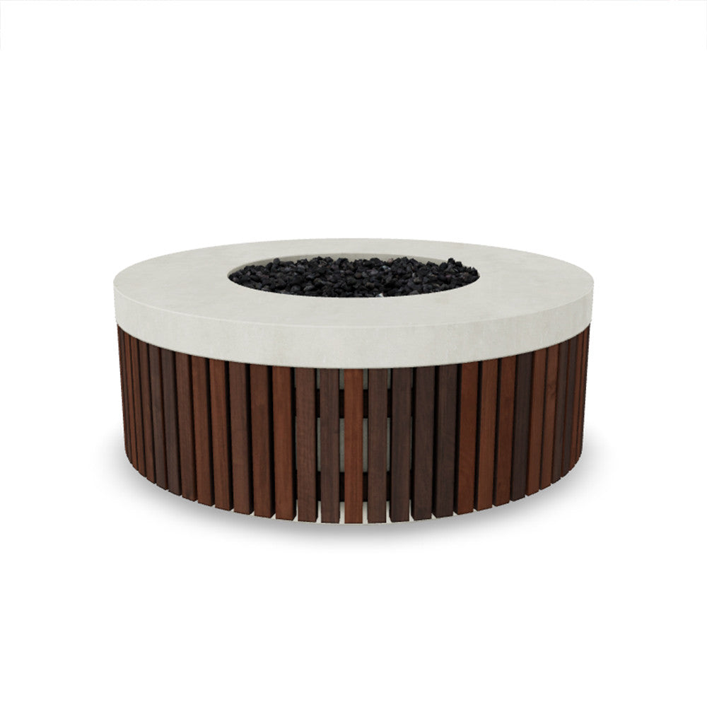 Hampton Fire Bowl – 48" Round Gas Fire Pit with Brazilian Hardwood & Concrete (65,000 BTUs, Propane/Natural Gas)