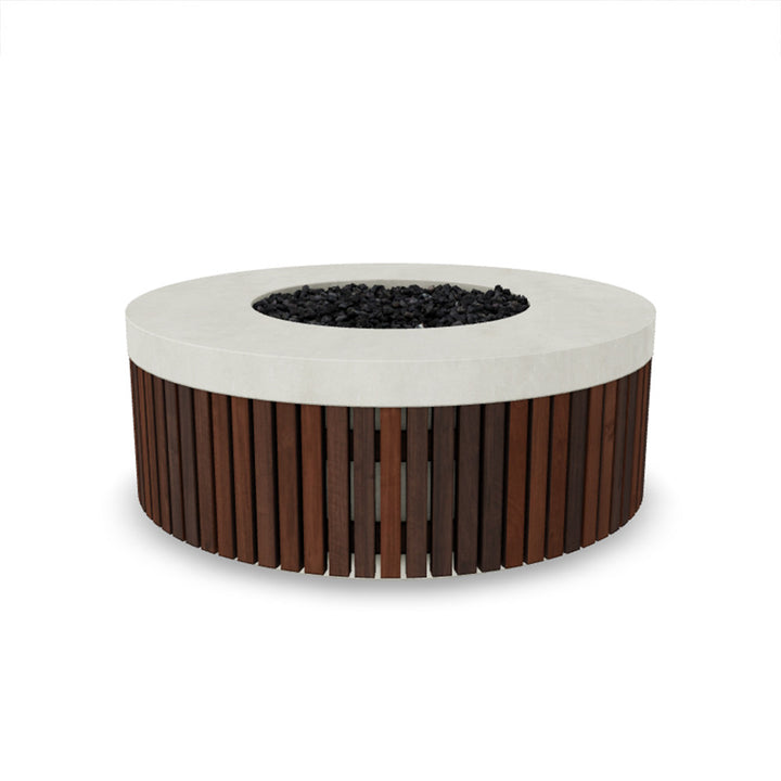 Hampton Fire Bowl – 48" Round Gas Fire Pit with Brazilian Hardwood & Concrete (65,000 BTUs, Propane/Natural Gas)