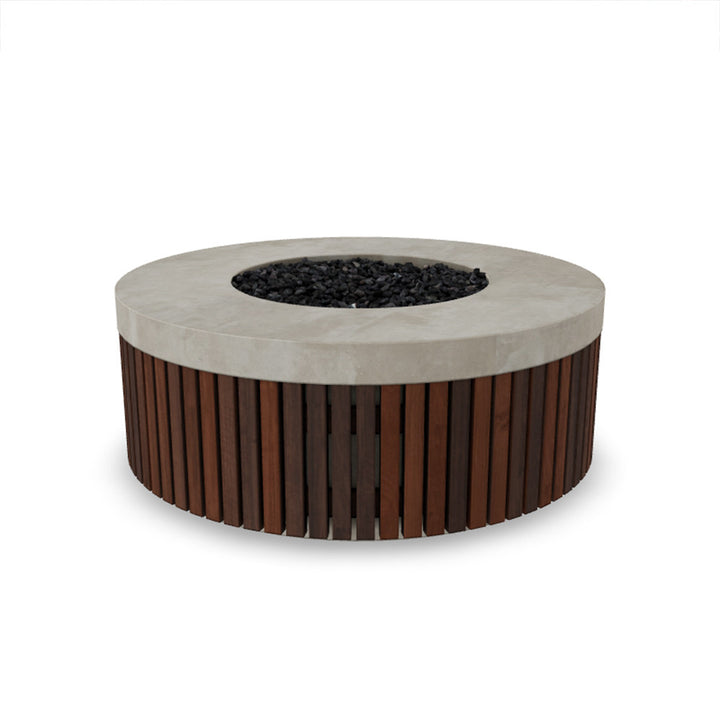 Hampton Fire Bowl – 48" Round Gas Fire Pit with Brazilian Hardwood & Concrete (65,000 BTUs, Propane/Natural Gas)