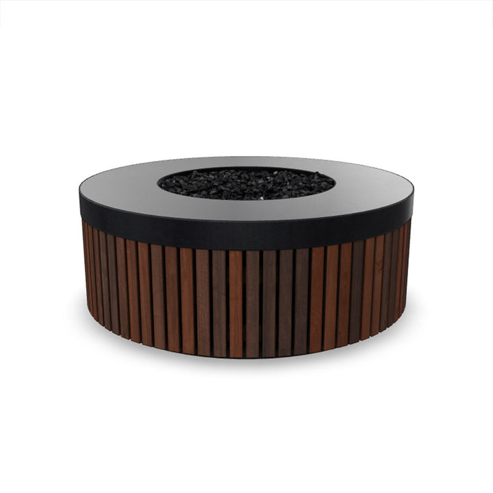 Hampton Fire Bowl – 48" Round Gas Fire Pit with Brazilian Hardwood & Concrete (65,000 BTUs, Propane/Natural Gas)