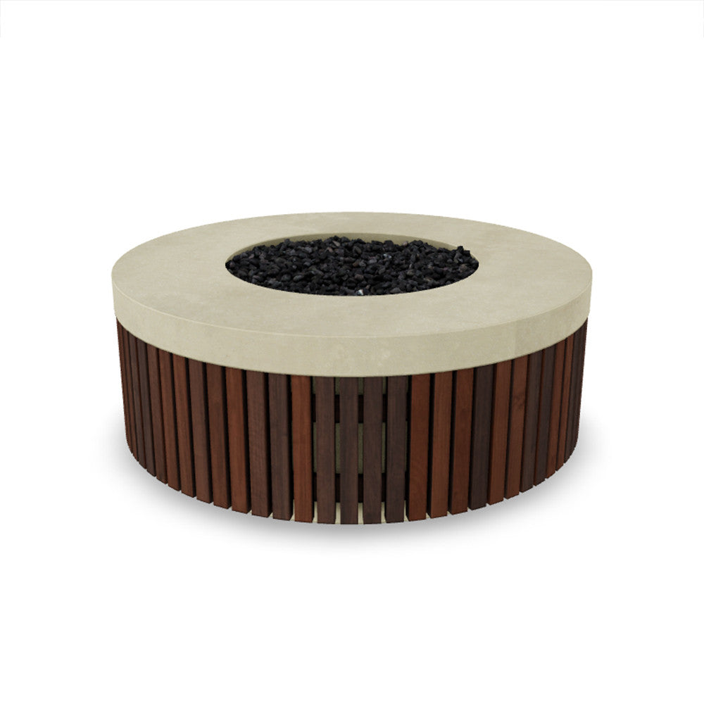 Hampton Fire Bowl – 48" Round Gas Fire Pit with Brazilian Hardwood & Concrete (65,000 BTUs, Propane/Natural Gas)