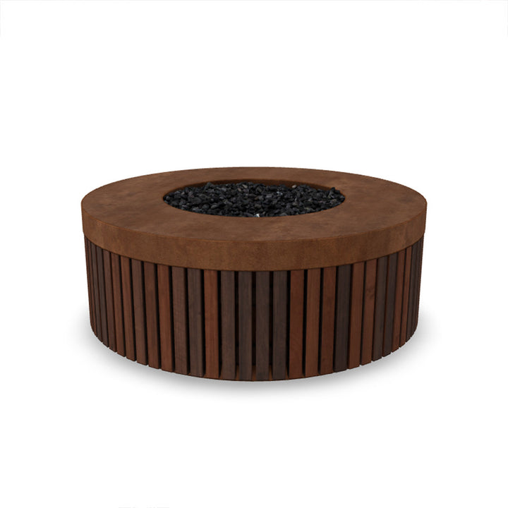Hampton Fire Bowl – 48" Round Gas Fire Pit with Brazilian Hardwood & Concrete (65,000 BTUs, Propane/Natural Gas)
