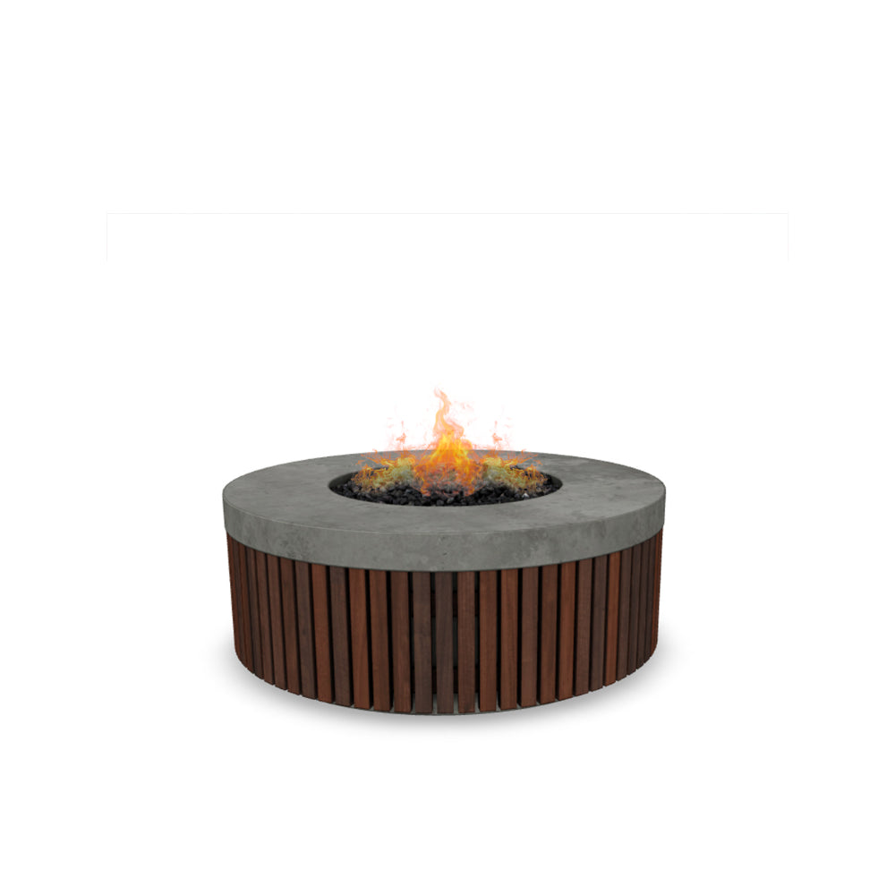 Hampton Fire Bowl – 48" Round Gas Fire Pit with Brazilian Hardwood & Concrete (65,000 BTUs, Propane/Natural Gas)