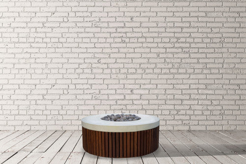 Hampton Fire Bowl – 48" Round Gas Fire Pit with Brazilian Hardwood & Concrete (65,000 BTUs, Propane/Natural Gas)