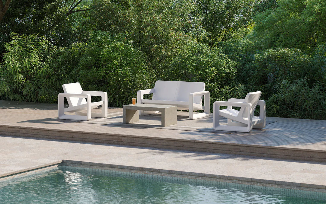Deck Loveseat - Modern Outdoor Resin Loveseat for Patios, Porches & Pool Ledges