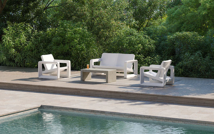 Deck Loveseat - Modern Outdoor Resin Loveseat for Patios, Porches & Pool Ledges