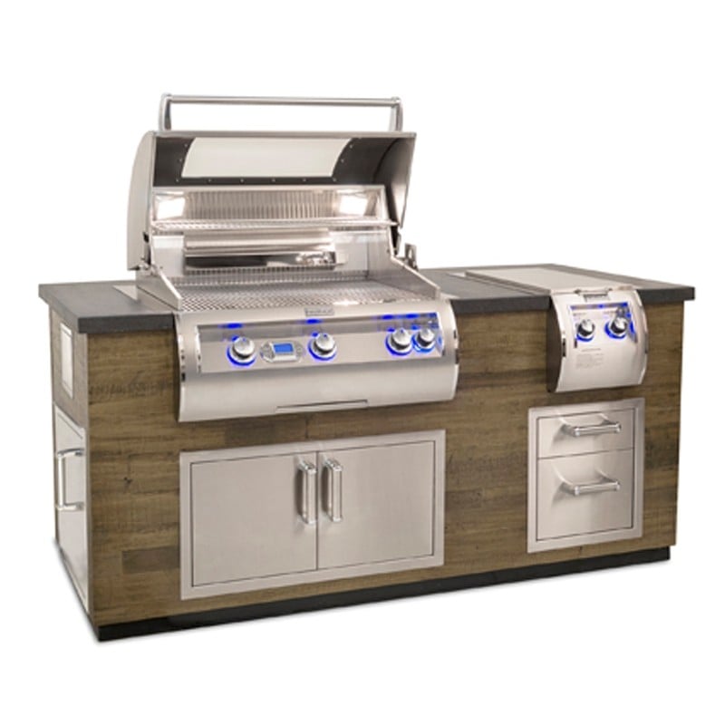 Fire Magic ID660-FOD-77BA 77-Inch Reclaimed Wood Island System with Double Drawer Cutout – French Barrel Oak