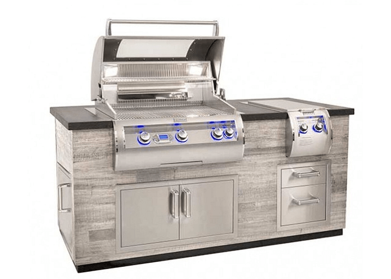 Fire Magic ID660-SPD-77BA 77-Inch Reclaimed Wood Island System with Double Drawer Cutout – Silver Pine