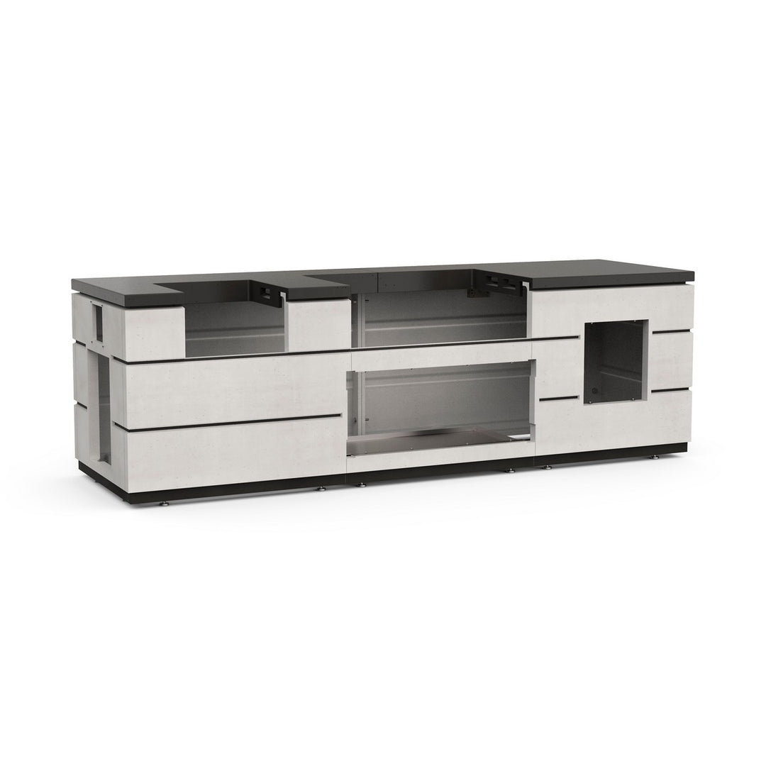 Fire Magic Contemporary 115-Inch Smoke GFRC Outdoor Kitchen Island System with Double Drawer Cutout