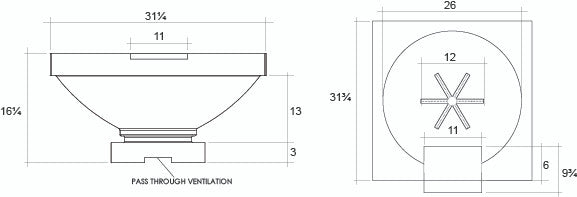 Ibiza Water Bowl – 31" Pedestal Concrete Outdoor Water Feature with 11" Scupper