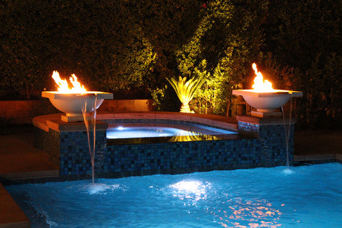 Ibiza Fire & Water Bowl – 31" Pedestal Poolside Fire and Water Feature (65,000 BTUs, NG or Propane)