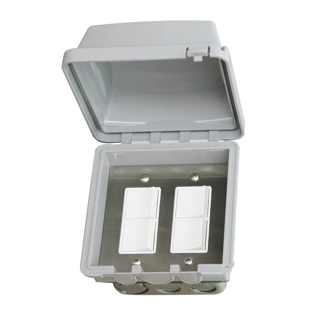 Doubles Service Box Setup Infratech Dual Duplex Switch Flush Mount & Gang Box 20 Amp Per Pole ...