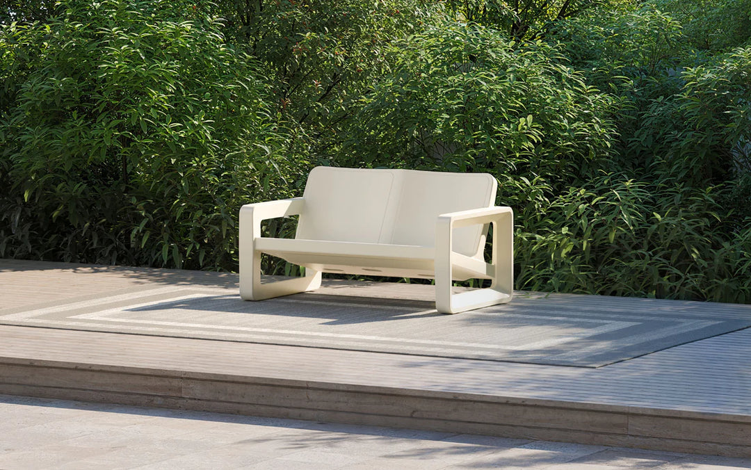 Deck Loveseat - Modern Outdoor Resin Loveseat for Patios, Porches & Pool Ledges