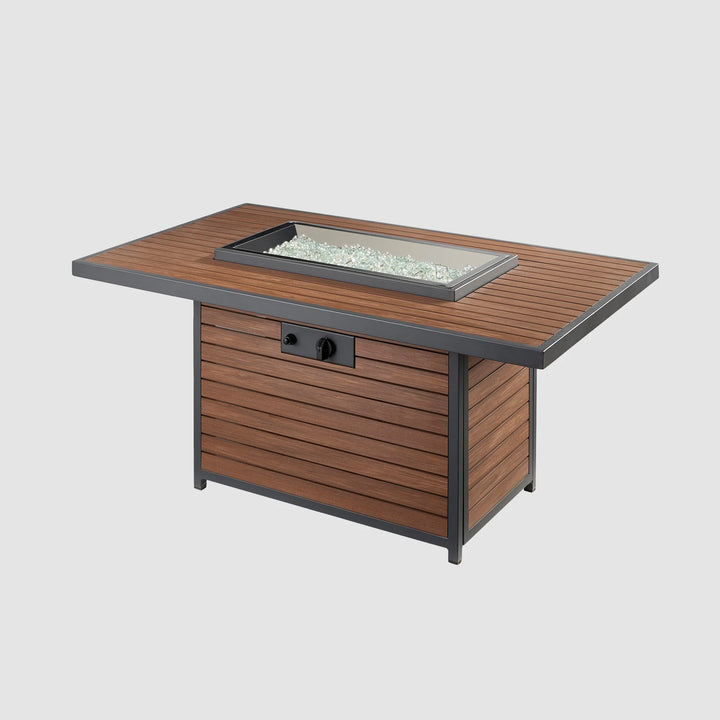 Kenwood Rectangular Chat Height Umber Brown Gas Fire Pit Table