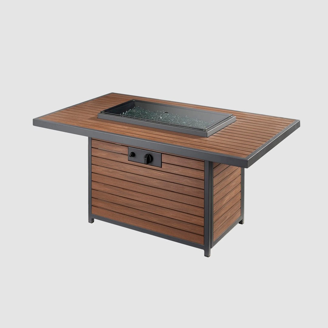 Kenwood Rectangular Chat Height Umber Brown Gas Fire Pit Table