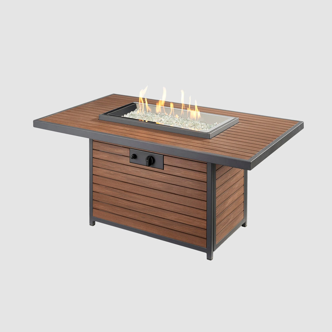 Kenwood Rectangular Chat Height Umber Brown Gas Fire Pit Table