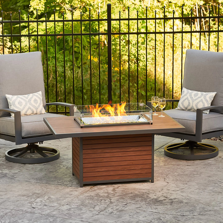 Kenwood Rectangular Chat Height Umber Brown Gas Fire Pit Table