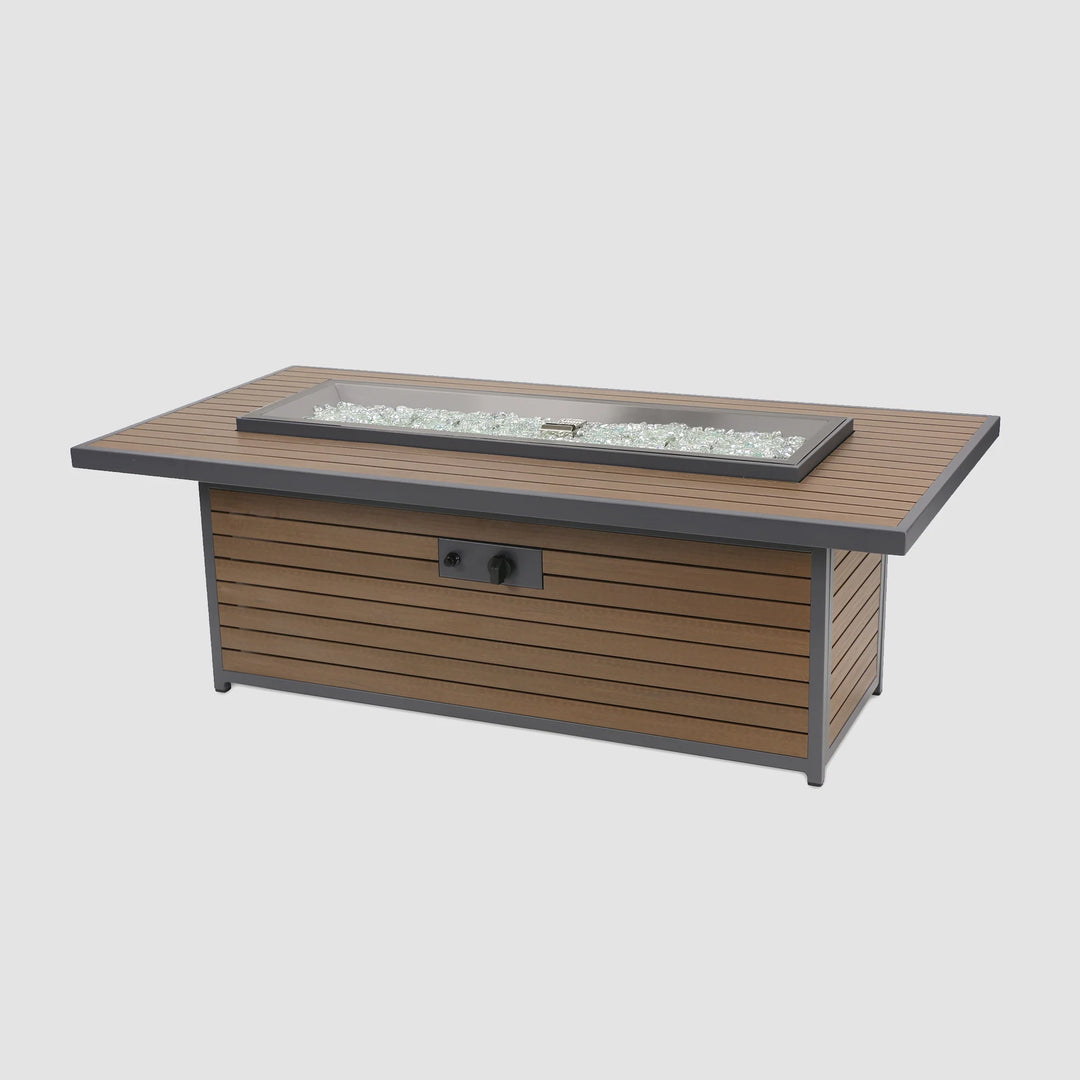 Kenwood Linear Chat Height Umber Brown Gas Fire Pit Table