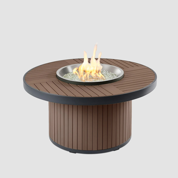 Kenwood Round Chat Height Umber Brown Gas Fire Pit Table