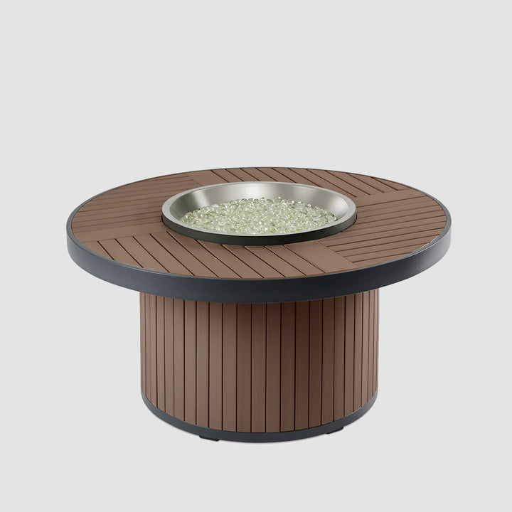 Kenwood Round Chat Height Umber Brown Gas Fire Pit Table