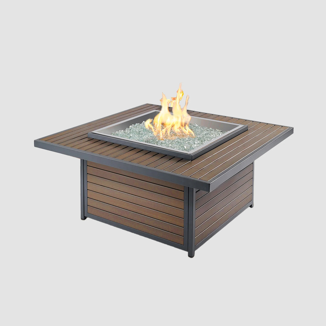 Kenwood Square Chat Height Umber Brown Gas Fire Pit Table