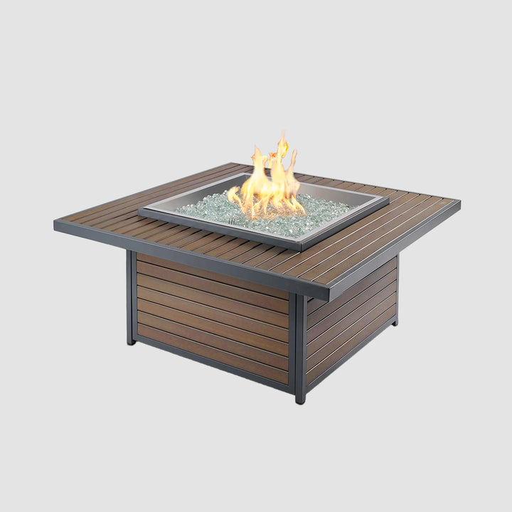 Kenwood Square Chat Height Umber Brown Gas Fire Pit Table