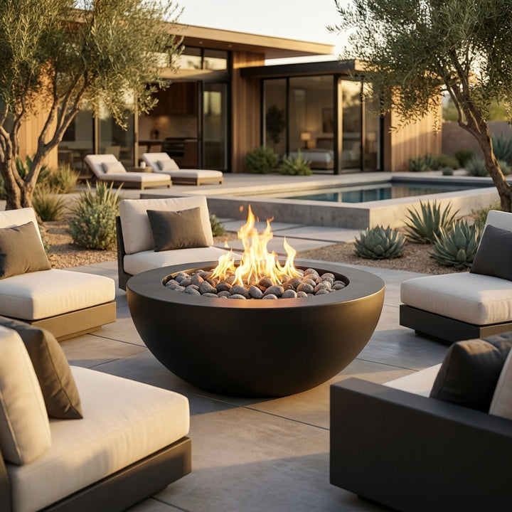 Legacy Round Fire Table in GFRC Concrete by Archpot With Their Kits