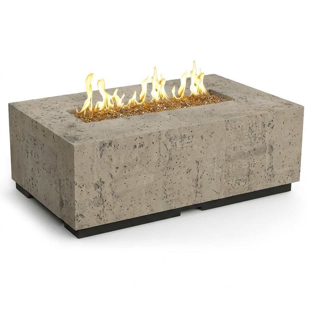 Legend LP Fire Table - 60" x 36" GFRC Outdoor Propane Fire Pit, Coffee-Table Height, 36" Stainless Linear Burner (LP Only, Manual Flame Sensing, Hidden Tank Drawer)