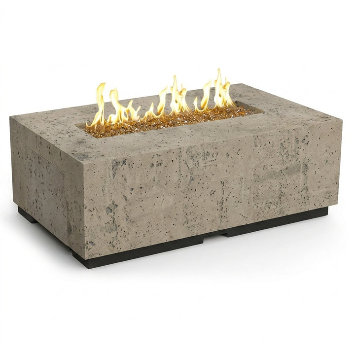 Legend LP Fire Table - 60" x 36" GFRC Outdoor Propane Fire Pit, Coffee-Table Height, 36" Stainless Linear Burner (LP Only, Manual Flame Sensing, Hidden Tank Drawer)